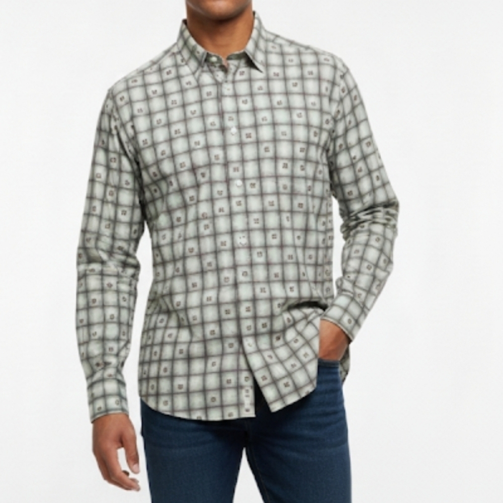 Robert Graham Button Down Shirt Large Abstract Geometric Long Sleeve 100% Cotton